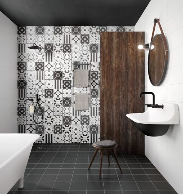 A2313 2 - Cerdomus Tile Studio Quality Tiles - April 8, 2022 Sant Agostino 20x20 Patchwork B&W Mix Matt P3 A2313