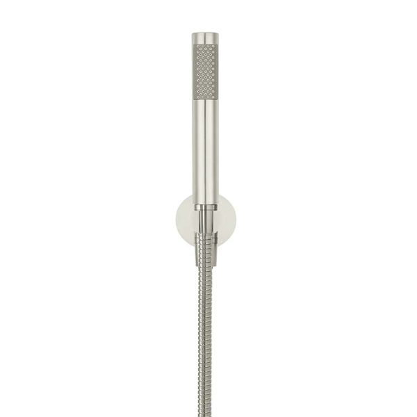 MZ08 R PVDBN Front - Cerdomus Tile Studio Quality Tiles - October 26, 2022 Round Hand Shower On Fixed Bracket - PVD Brushed Nickel MZ08-R-PVDBN