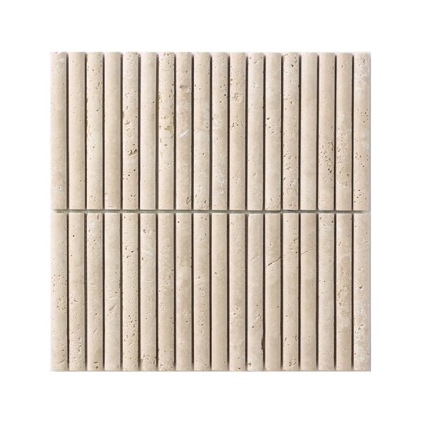 FLUTE TRAV - Cerdomus Tile Studio Quality Tiles - June 22, 2024 15x151 Travertine Unfilled Mini Flute Stone Mosaic FLUTE-TRAV