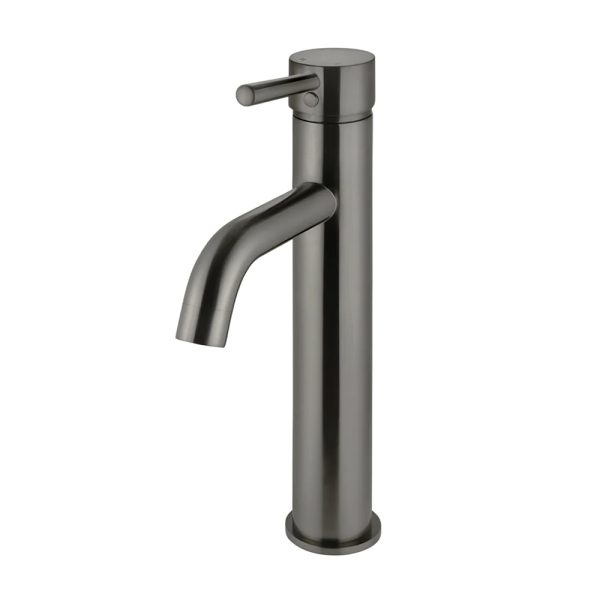 MB04 R3 PVDGM - Cerdomus Tile Studio Quality Tiles - October 18, 2022 Round Tall Curved Basin Mixer - Shadow MB04-R3-PVDGM