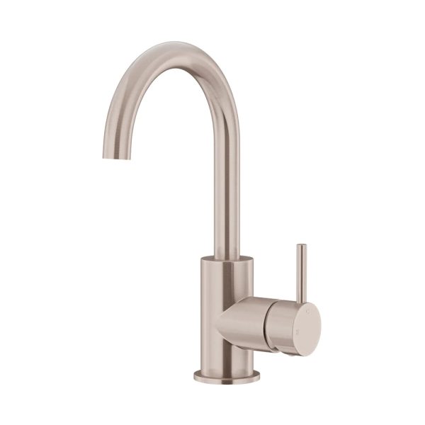 MB17 CH - Cerdomus Tile Studio Quality Tiles - November 3, 2023 Round Gooseneck Basin Mixer W Cold Start - Champagne MB17-CH