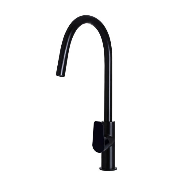 MK17PD Matte Black 1 - Cerdomus Tile Studio Quality Tiles - March 28, 2023 Round Paddle Piccola Pull Out Kitchen Mixer Tap - Matte Blac MK17PD